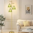 thumbnail image 4 of Gold Floor Lamp for Living Room,Bedroom,Tree 3 Light Standing Lamp Mid Century Modern Brass Tall Floor Lamps Vintage Retro Floor Lights Glass Green Flower Lamp Shade Farmhouse Boho Bohemian, 4 of 7