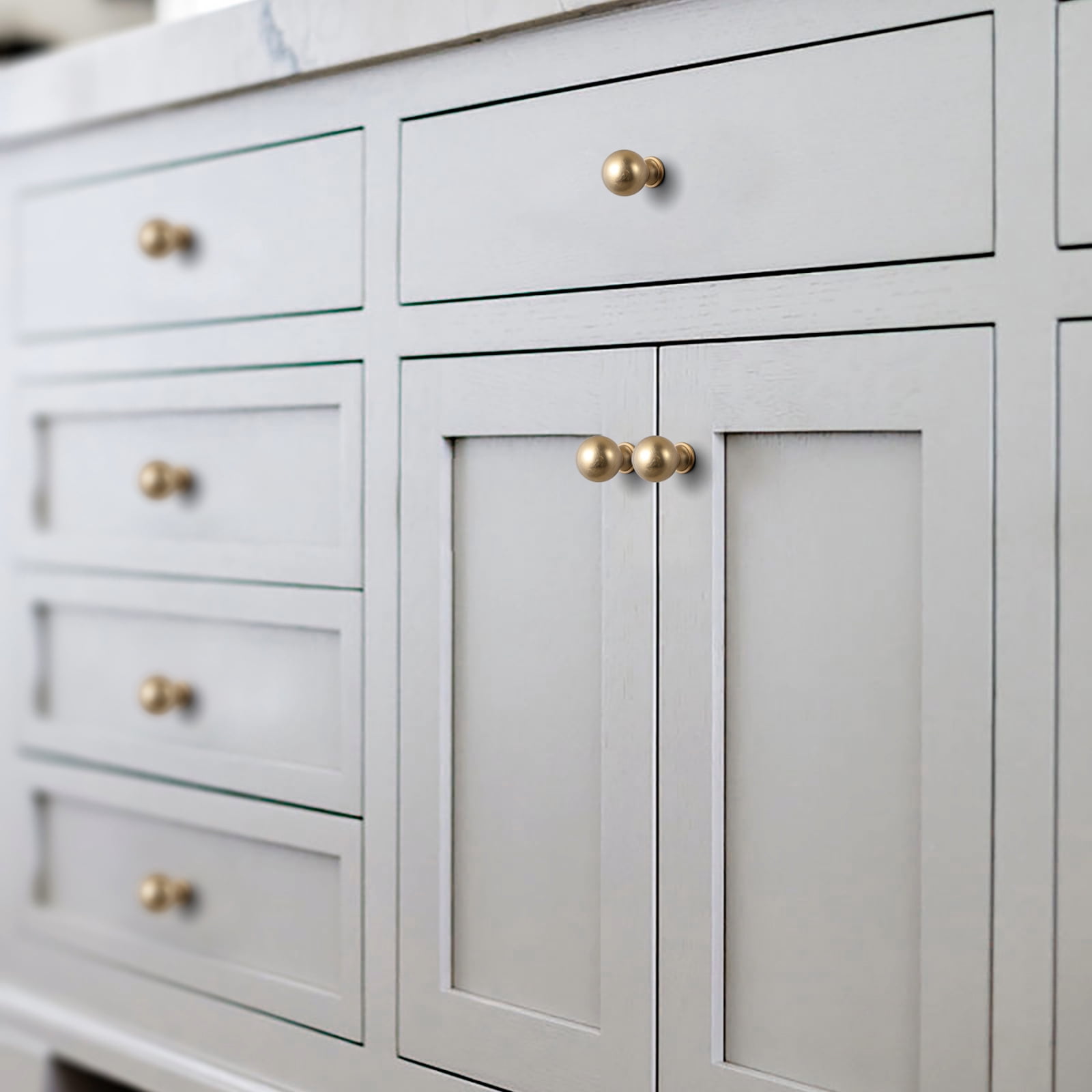 Goo-Ki 12 Pack Champagne Bronze Cabinet Drawer Knobs, Zinc Alloy 1.14" Dia Cabinet Handles for Bar Cupboard Closet Wardrobe