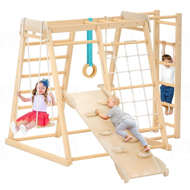 Jungle Gym, Toddler Climbing Toys, Indoor Playground Climbing Toys for Toddlers, Montessori Style Pl multicolor