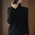 thumbnail image 1 of Suéter básico de cuello alto de lana merino, suéter de cachemira informal, cómodo, otoño e invierno, ropa de mujer con mangas raglán, 1 of 5