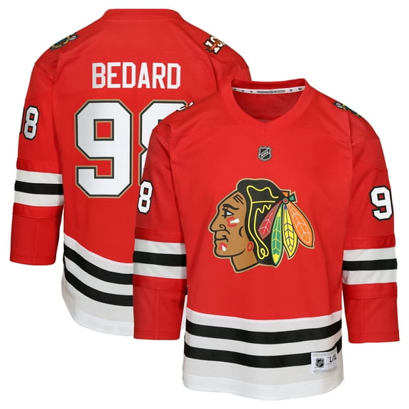 Youth-Outerstuff Connor Bedard Red Chicago Blackhawks Anniversary Centennial Replica Player Jersey
