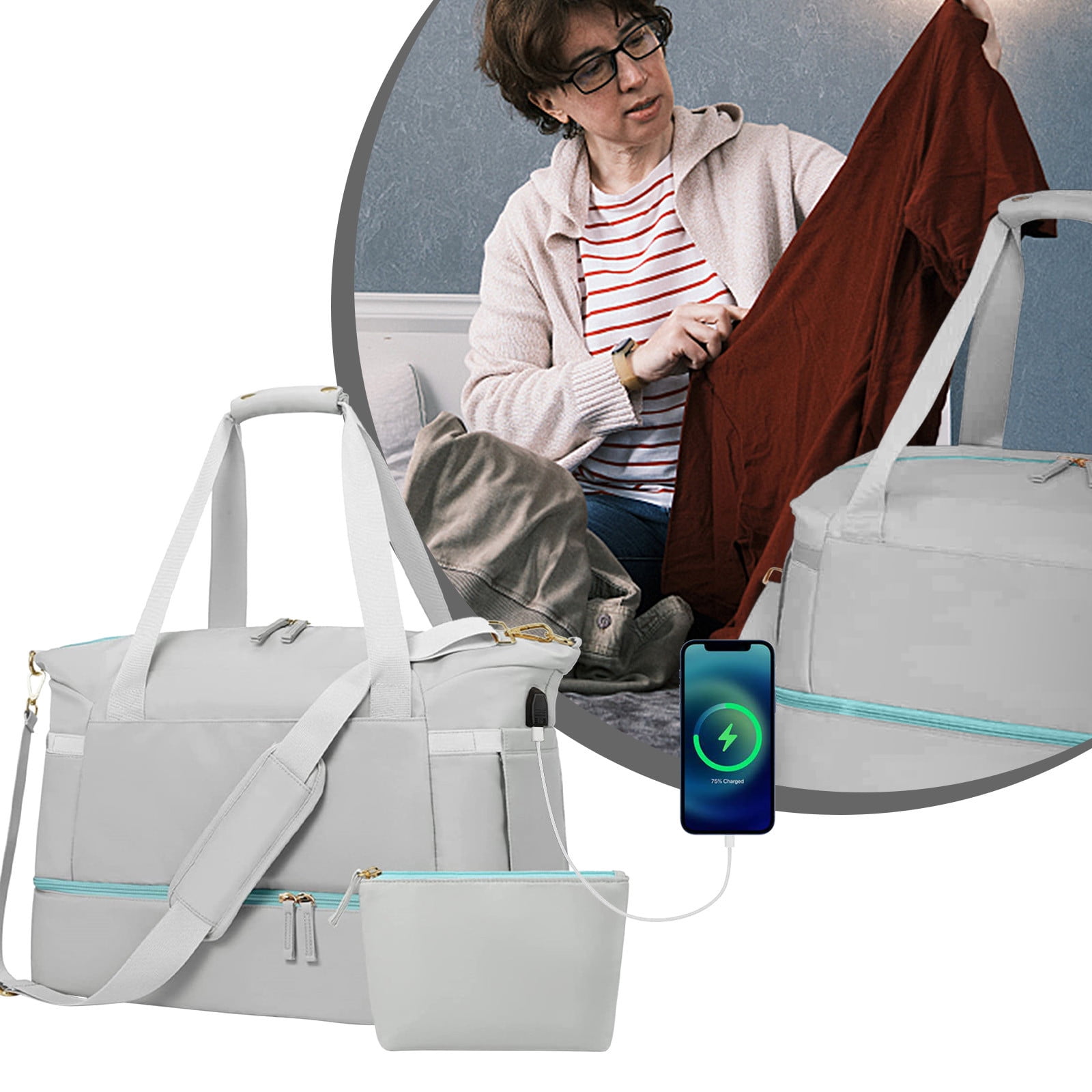 Gym tote bag with shoe compartment deals