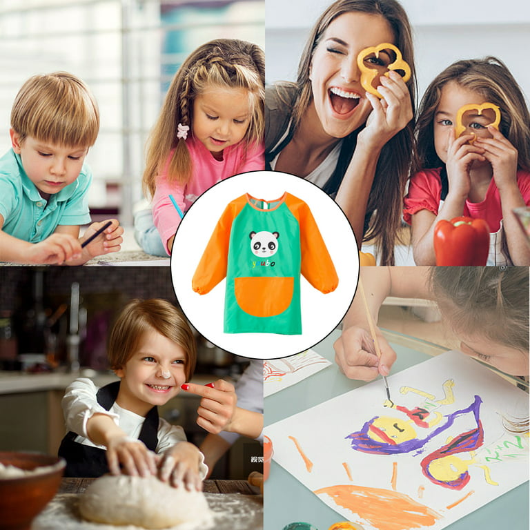 2 Pack Kids Art Smock, Kids Painting Aprons with Long Sleeve and 3 Pockets  Waterproof Artist Painting Aprons for Painting Cooking Eating Arts & Crafts