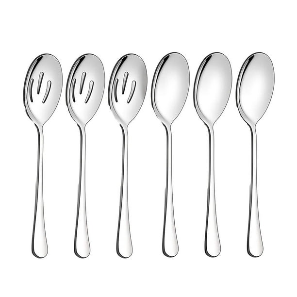 Inteprter Esenciales de cocina de 6 piezas con cubiertos de acero inoxidable ligeros y portátiles, seguros para Cocina y Comedor plata