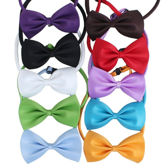 OUNONA Assorted Color Dog Bow Ties with Band for Convenient Wear Durable Reusable Polyester Pet Accessories 10PCS