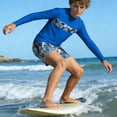 thumbnail image 6 of Cethrio Boys' Rash Guard Swimsuits Size 14, Long Sleeve Vacation Surfing 2 Piece Kids Bathing Suit Blue Size 14, 6 of 6