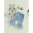 thumbnail image 4 of Coduop Baby Girls 3Pcs Outfit Set,Sleeveless Romper Tops and Long Jeans 3-piece Clothes Set, 4 of 7