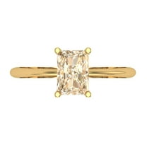 1 ctw Solitaire Anniversary Ring for Women | Radiant Cut Natural Morganite | Hyperallergenic Solid 18K Yellow Gold