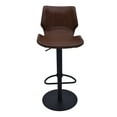 thumbnail image 5 of Zuma Adjustable Swivel Metal Barstool in Vintage Coffee Faux Leather and Black Metal Finish, 5 of 9