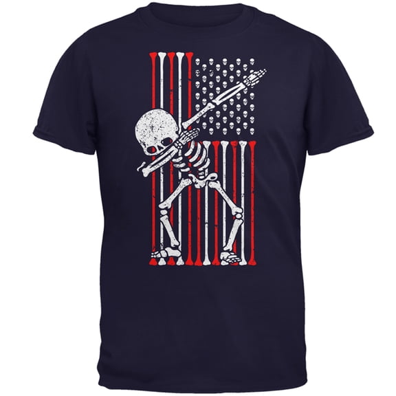 4th of July Dabbing Skeleton American Flag Skulls Mens T Shirt