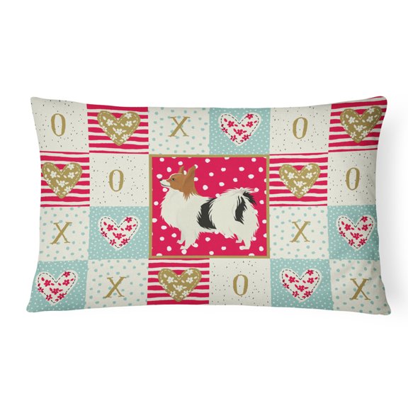 Caroline's Treasures CK5943PW1216 Papillon Love Canvas Fabric Decorative Pillow, 12H x16W, multicolor
