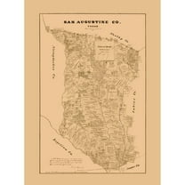 Historic County Map - San Augustine County Texas - Walsh 1879 - 23 x 31.18 - Vintage Wall Art