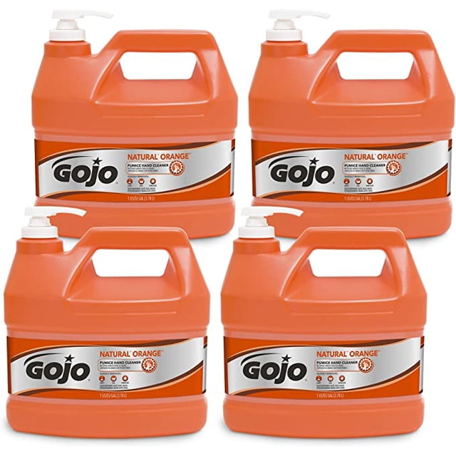 Gojo 0955-04 Natural Orange Pumice Hand Cleaner, 1 Gallon with Pump Dispenser, 4-Pack