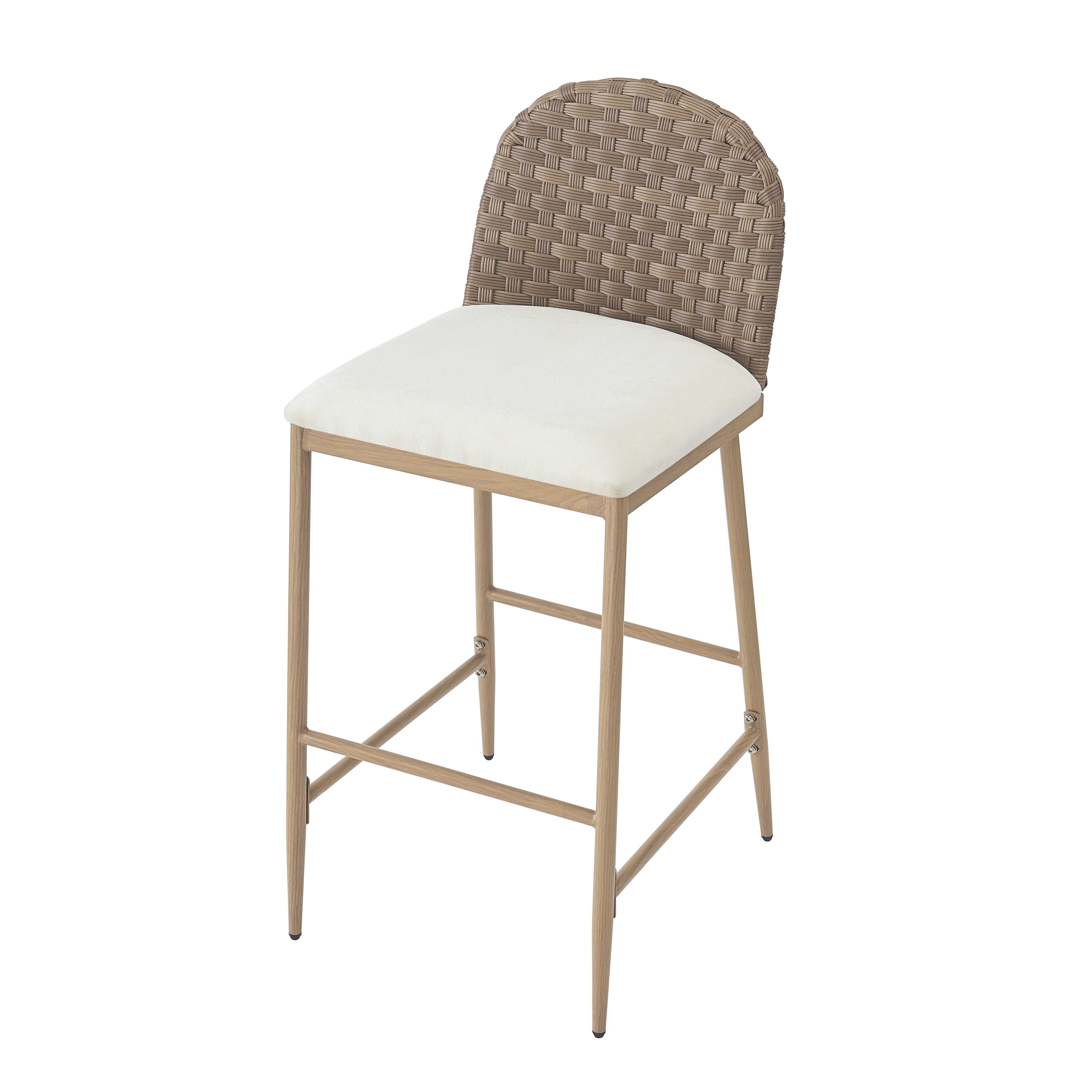 Euroco 40.1"H Upholstered Dining Chairs Set of 2, Farmhouse Kitchen Chairs with Rattan Backrest and Iron Frame,Armless Side Chairs for Living Room, Dining Room,Restaurant, Brown