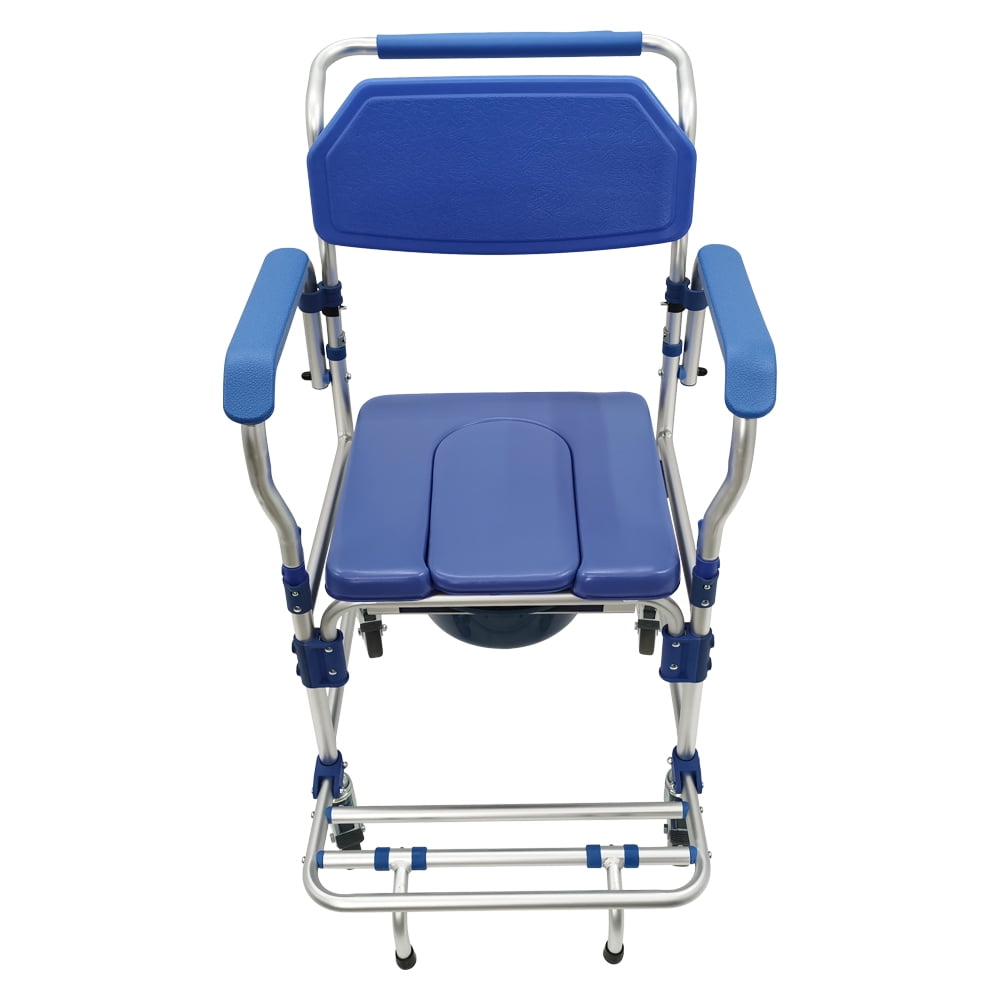 Techtongda Commode Wheelchair Toilet Shower Seat Bathroom Rolling Caster Bedside Chair Toilet Chair with Removable Armrests