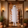 thumbnail image 4 of Sruoe Large Swinging Mesh Hanging Ghost Halloween Decorations Outdoor, Remote Timer 8 Mode LED Lighted Ghost Ornament, Spooky Cute Ghost Decor For Garden Porch Tree Outside Halloween Decor, 52.8in, 4 of 6