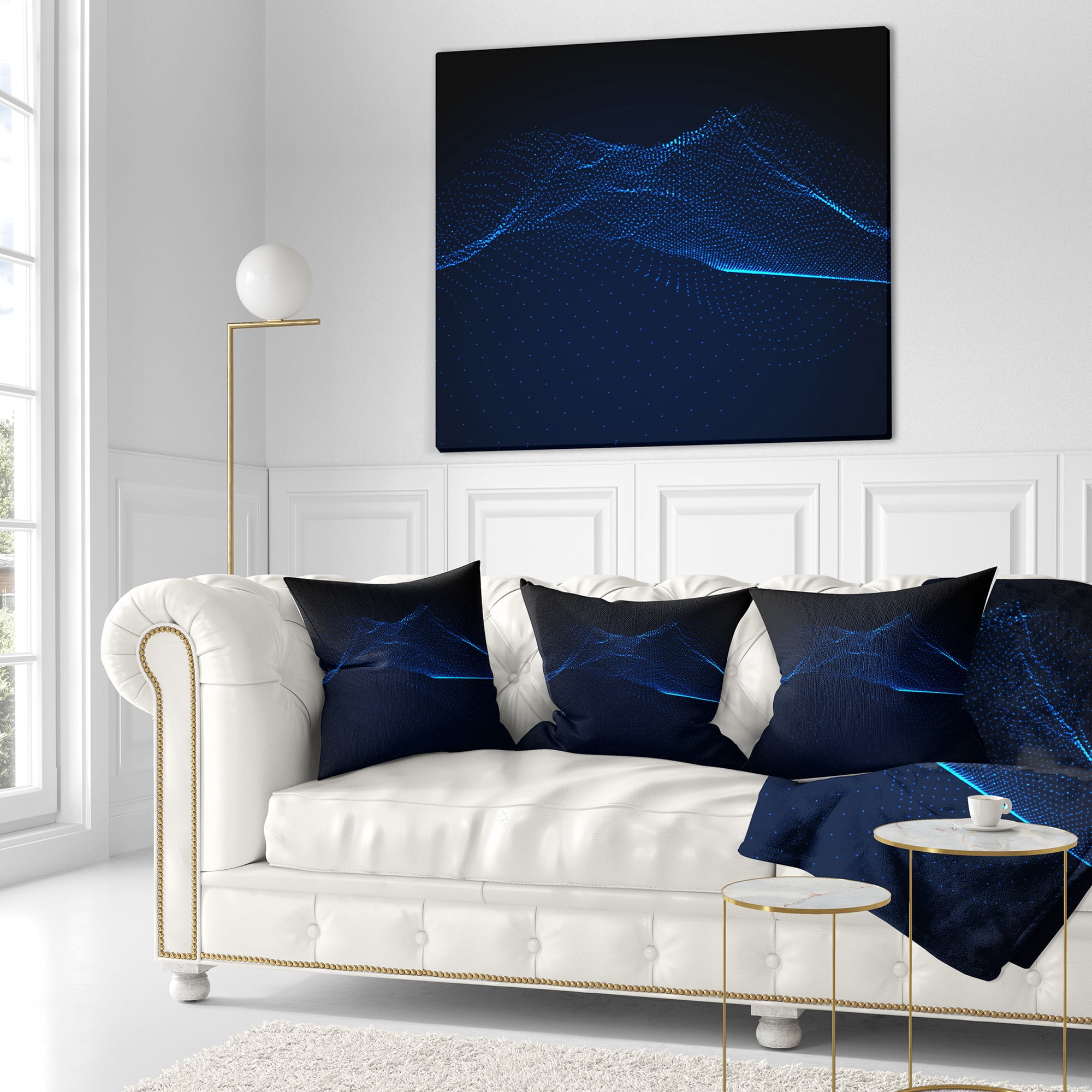 Designart 3D Wave Glowing Particles - Spacescape Throw Pillow - 18x18