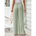 thumbnail image 5 of TEMOFON Pants for Women Wide Leg Linen Pant Summer Casual Palazzo Light Green Flowy Pants with Pocket Drawstring Loose Lightweight Pants XXL, 5 of 10