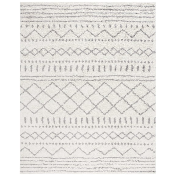 SAFAVIEH Arizona Teagan Geometric Shag Area Rug, Ivory/Grey, 8' x 10'