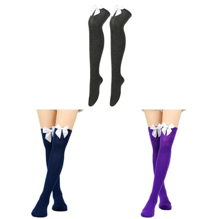 EHQJNJ Stockings for Women Pantyhose Womens Long Socks Bowknot Pure Color Socks Thigh High Socks Over the Knee Socks Festival Christmas Sexy Stockings for Women Lingerie