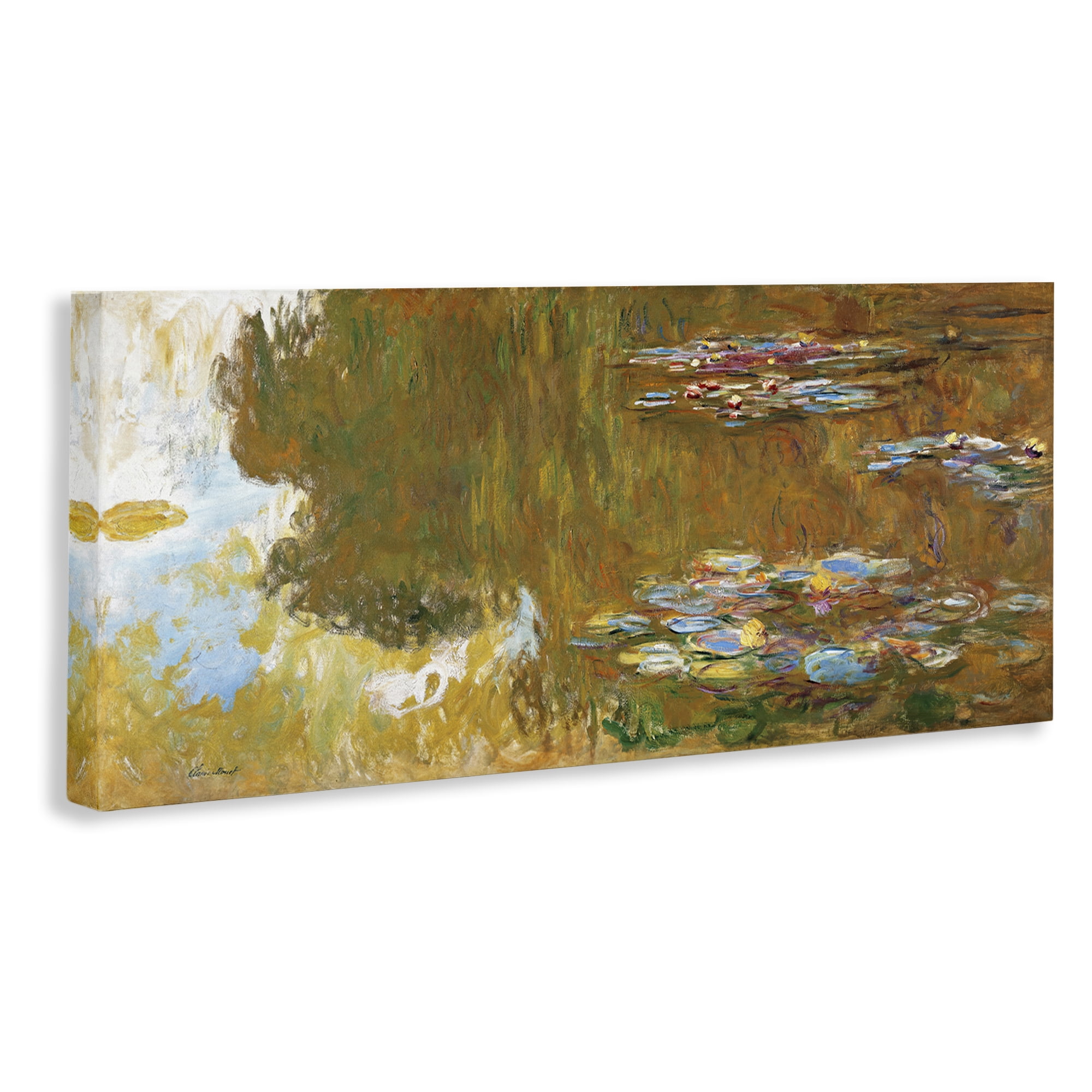 Stupell Industries Classic Monet Water Lily Pond Landscape & Nature Painting Wrapped Canvas Art Print Wall Art, 30 x 13