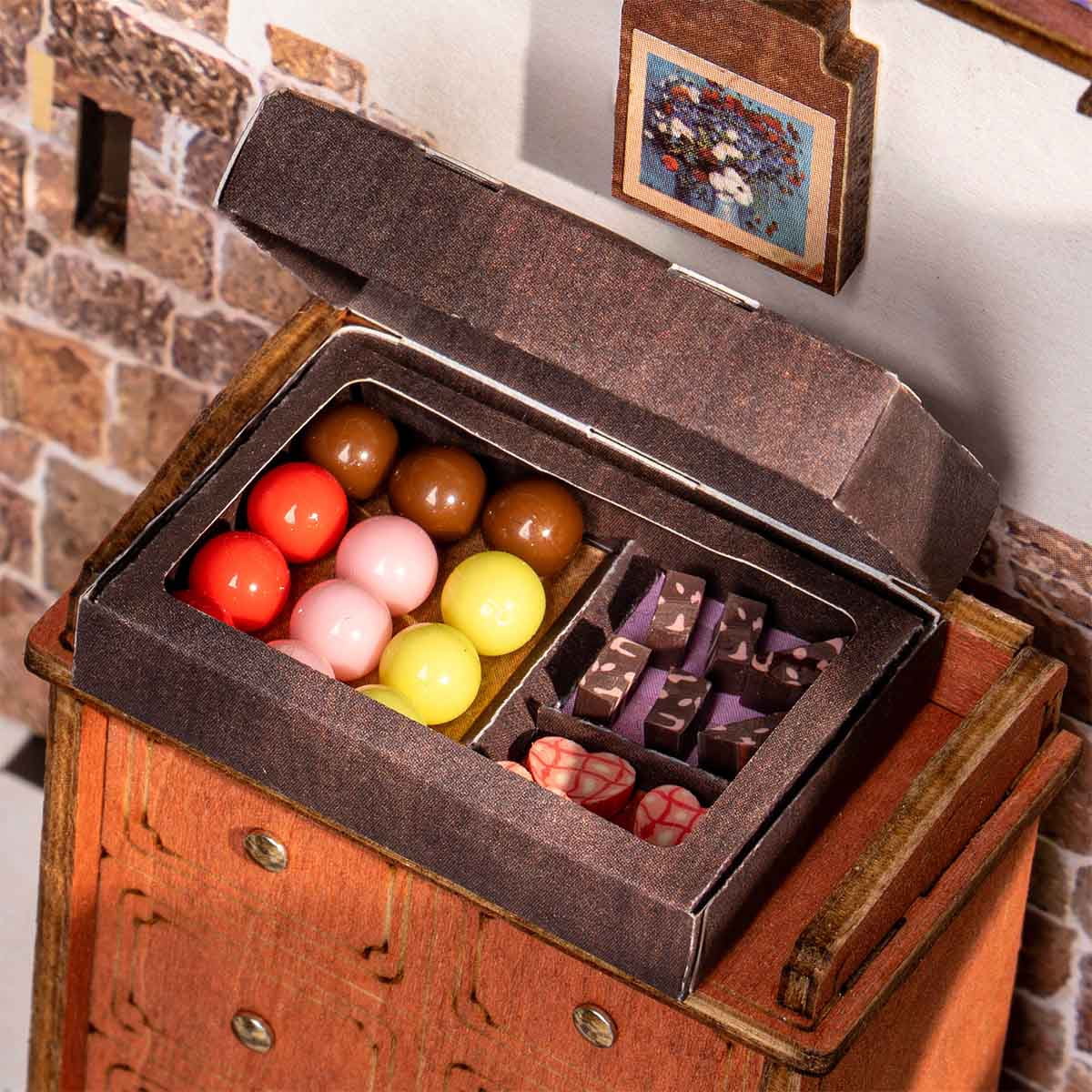 Rolife Henry's Chocolate DIY Miniature House Craft Kit, Wooden Puzzle Assembly Set for Adults & Kids Gifts