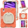 thumbnail image 2 of For iPad Mini 7th/6th Generation 8.3 inch 2024/2021 Case, 360 Rotatable Handle Stand, Shoulder Strap, Drop-Proof Design, Coral Orange, 2 of 7