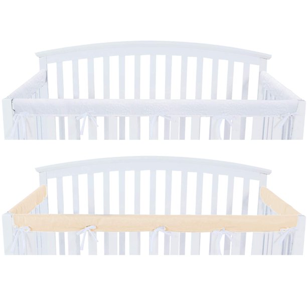 Biloban 3 Piece Padded Baby Crib Rail Cover Set Yellow & White