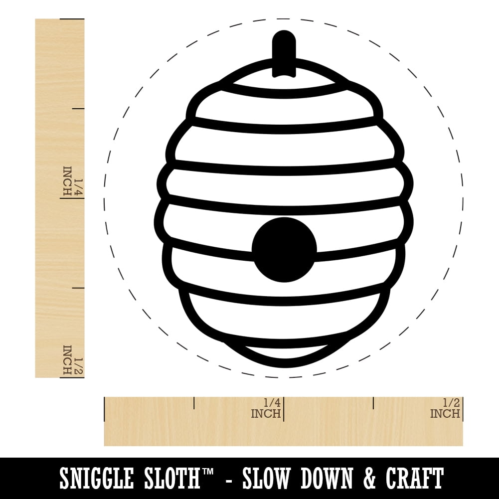 Bee Hive Self-Inking Rubber Stamp Ink Stamper - Black Ink - Mini 1/2 Inch
