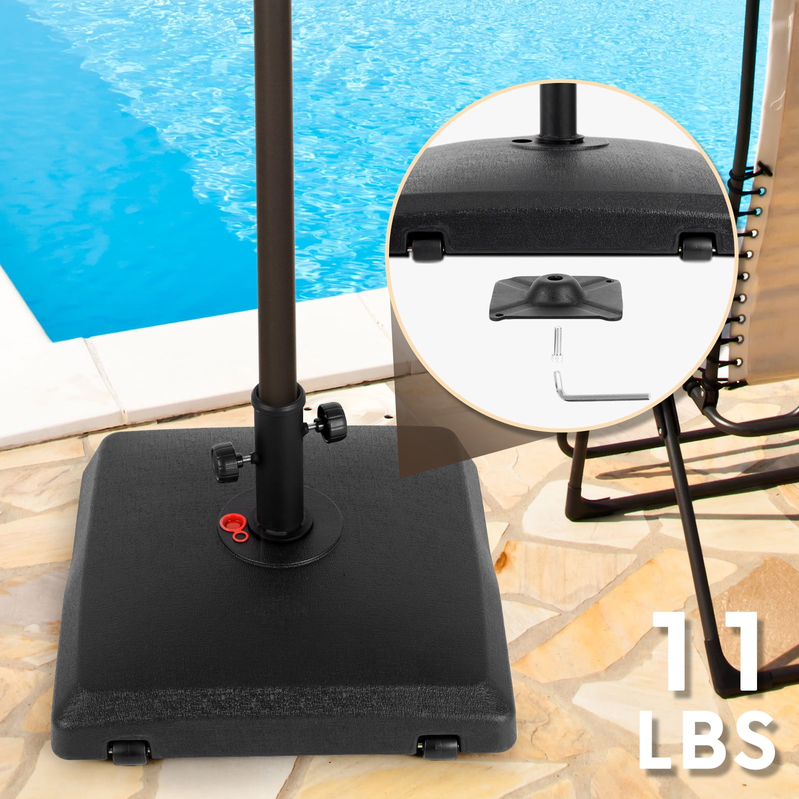 Abba Patio Umbrella Fillable Mobile Base w/ Wheels, Water or Sand Filled, Max 68 lbs Capacity, Black