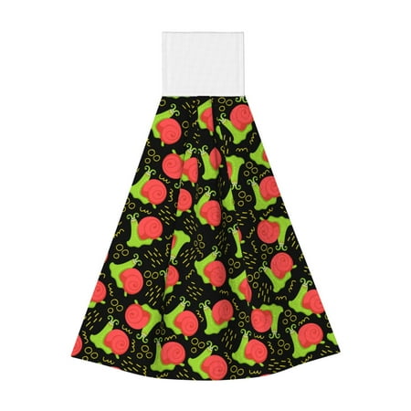 

Adobk Cartoon Snail Print Coral Velvet Hand Wipes Fashion Hanging Kitchen Towel for Bathroom Washcloth Absorbent Tie Towel
