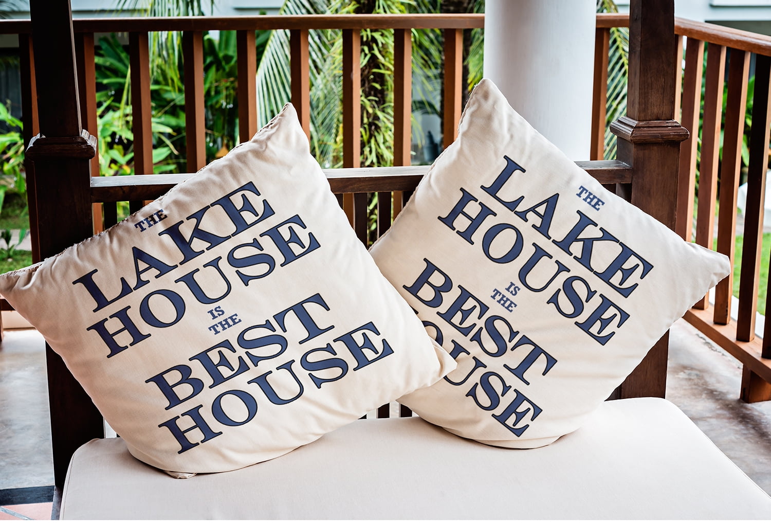 16" x 16" Simply Daisy Lake House Best House Indoor/Outdoor Pillow, Nautical Navy Qty 1
