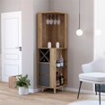 thumbnail image 2 of FM FURNITURE Ziton Corner Bar Cabinet External Shelves Brown Engineered Wood, 2 of 8