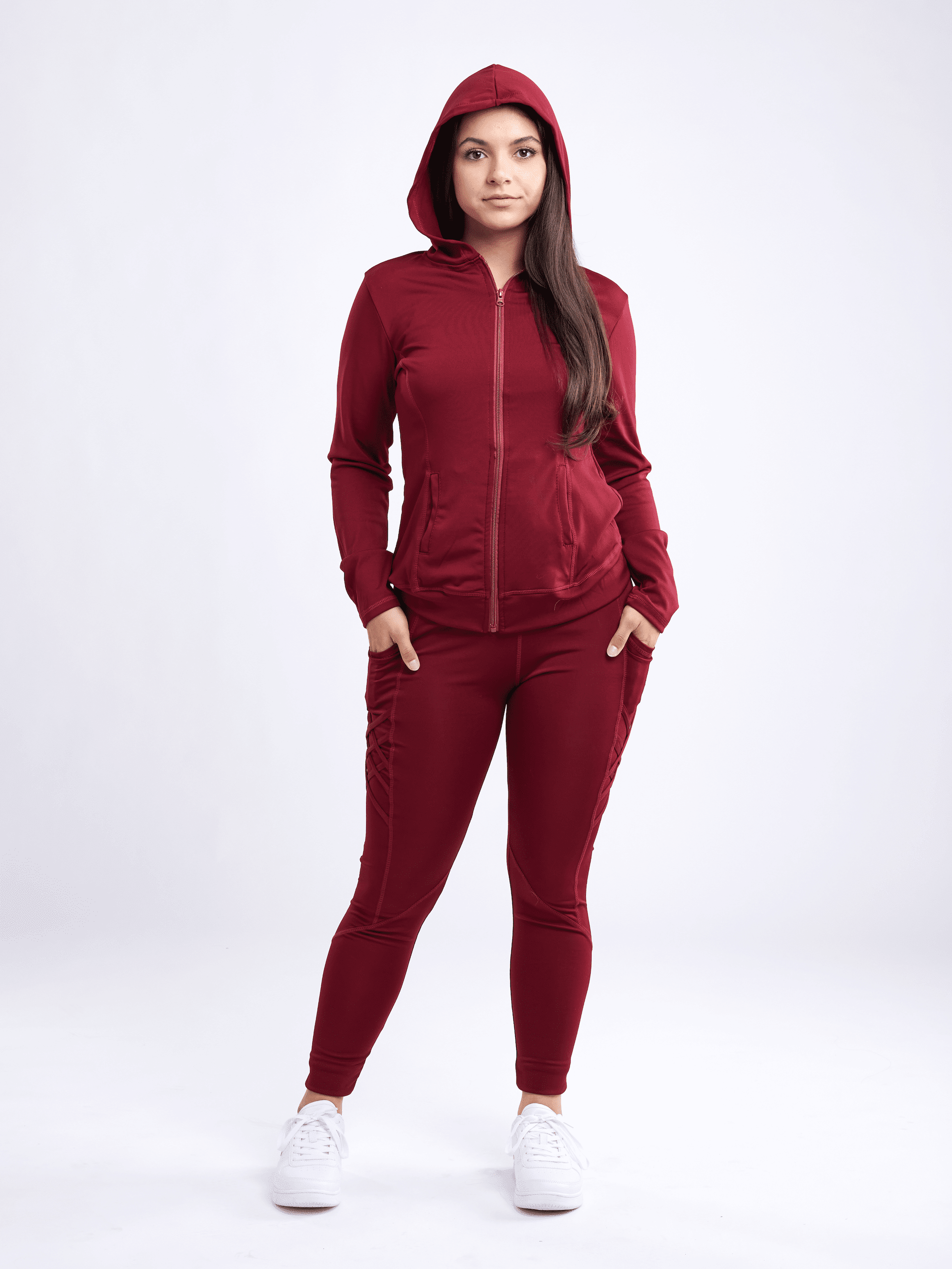 Athletic Fitted Zip-Up Hoodie Jacket with Pockets - Walmart.com