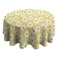 thumbnail image 4 of Beige Daisy Flower White Blooms Pattern Round Tablecloth 60"x60",Wrinkle Wipeable Table Cloth for Kitchen Dining Room Picnic Patio Party, 4 of 6