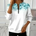 thumbnail image 2 of Womens Sweatshirts Casual Half Zip Pullover Tops Fashion Retro Floral Printing Long Sleeve Blouses Loose Crewneck Hoodless Sweatshirt Fall Outfits Outwears Winter Clothing, 2 of 5
