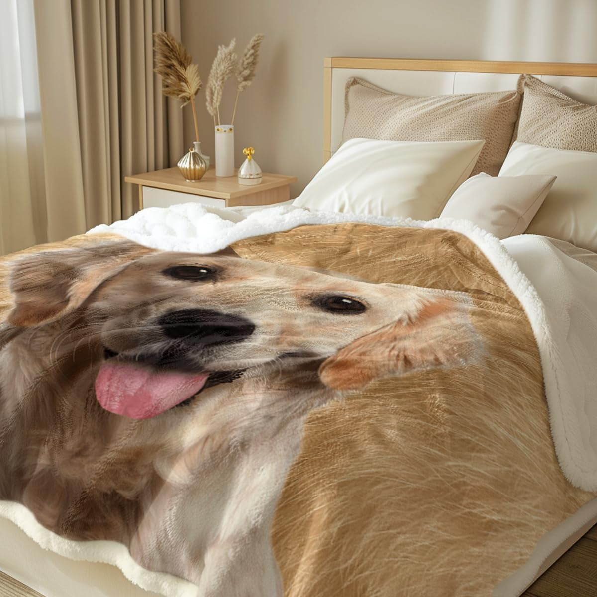 Sherpa Fleece Blanket Golden Retriever Plush Throw Blanket Warm Fuzzy Dog Blanket for Couch Sofa, Twin (60" X 80")