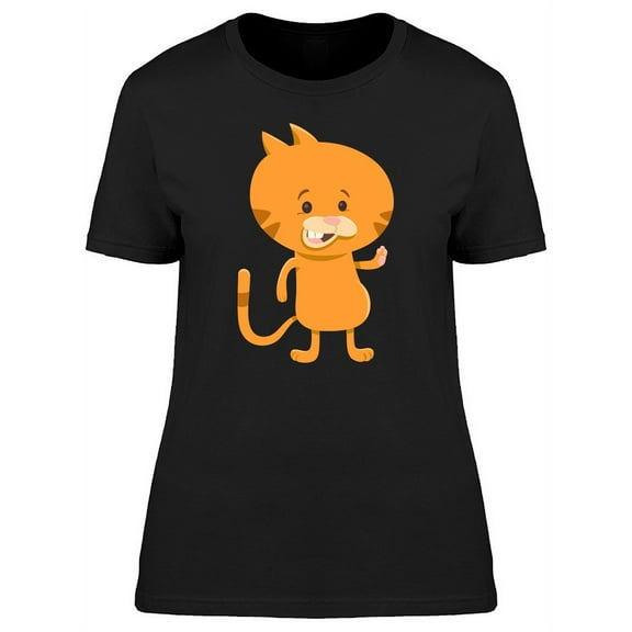 Cute Orange Kitten Cartoon T-Shirt Women -Image by Shutterstock, Female Medium