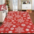 thumbnail image 7 of Christmas Area Rug 9x12 Christmas Snowflake Pattern Floor Cover Machine Washable Indoor Carpet Rug Decorative Non Slip Accent Rug for Kitchen Bathroom Living Room Bedroom, Red, 7 of 7