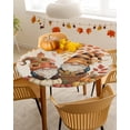 thumbnail image 4 of Round Fitted Tablecloths with Elastic Edge Autumn Thanksgiving Country Gnome Waterproof Wipeable Table Cover for Kitchen Dining Party Decor Fall Leaves Pumpkin Burlap Table Clothes,36" - 44", 4 of 6