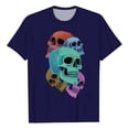 thumbnail image 3 of Bibifish Mens Short Sleeve Graphic Tee Shirt Retro Skull Print Breathable Casual Rock Style Crew Neck T-Shirts, 3 of 4