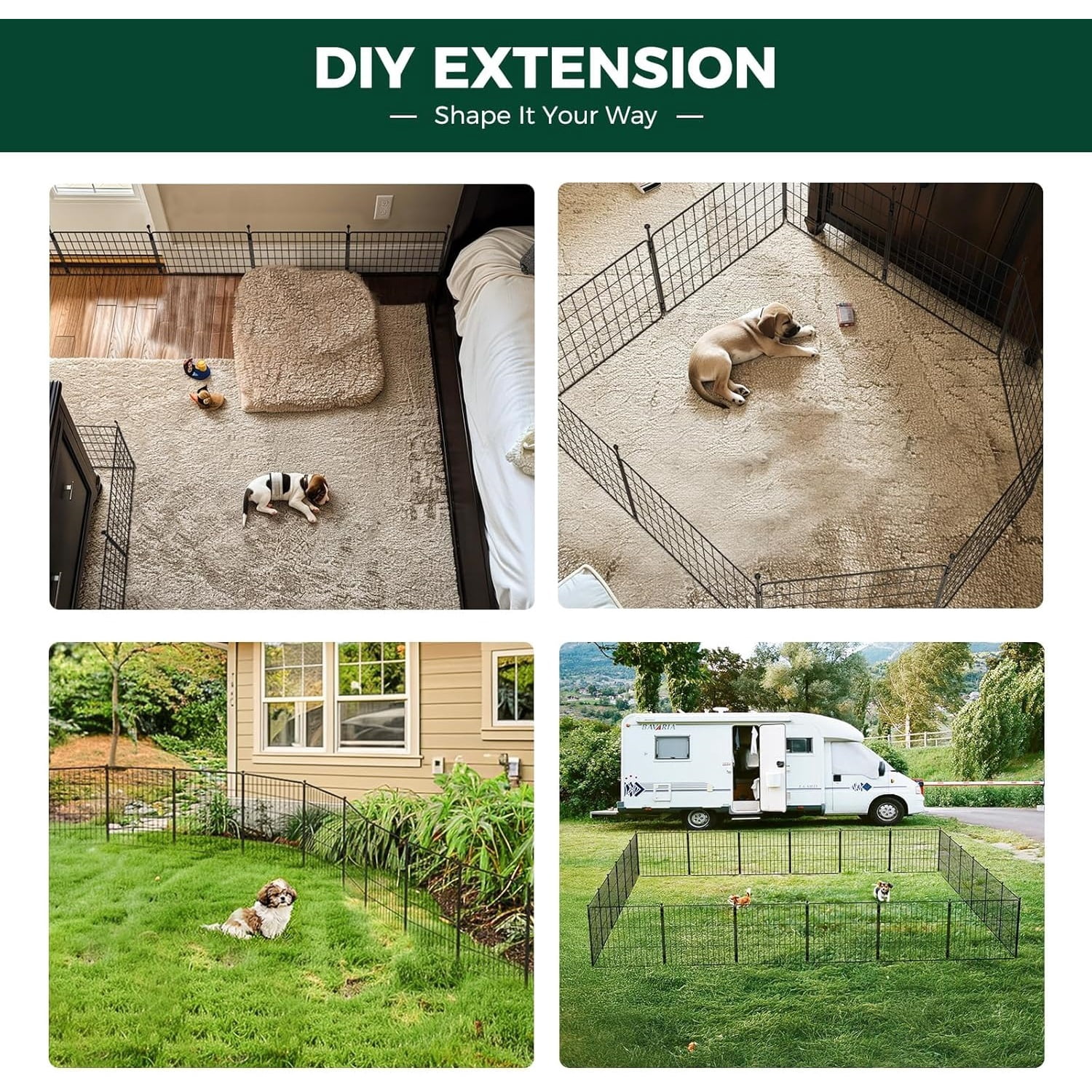 Unleashed Dog Playpen, Indoor Exercise Pen with Expandable & Portable Design, for Small and Medium Dogs, 32-inch 6 Panels