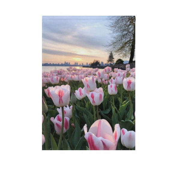Tulip Flowers Landscape Garden Flag House Banner 12" x 18" Double Sided Outdoor Yard Decoration