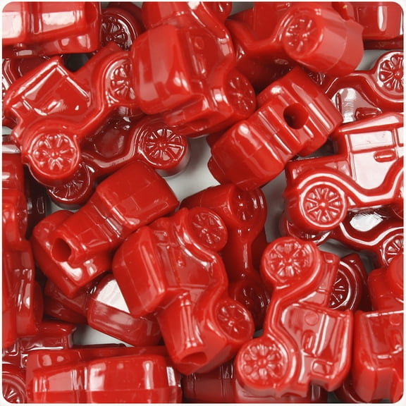 BeadTin Red Opaque 25mm Car Pony Beads (24pcs)