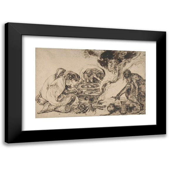 Jacob de Gheyn II 14x11 Black Modern Framed Museum Art Print Titled - Witches’ Sabbath (16th Century)