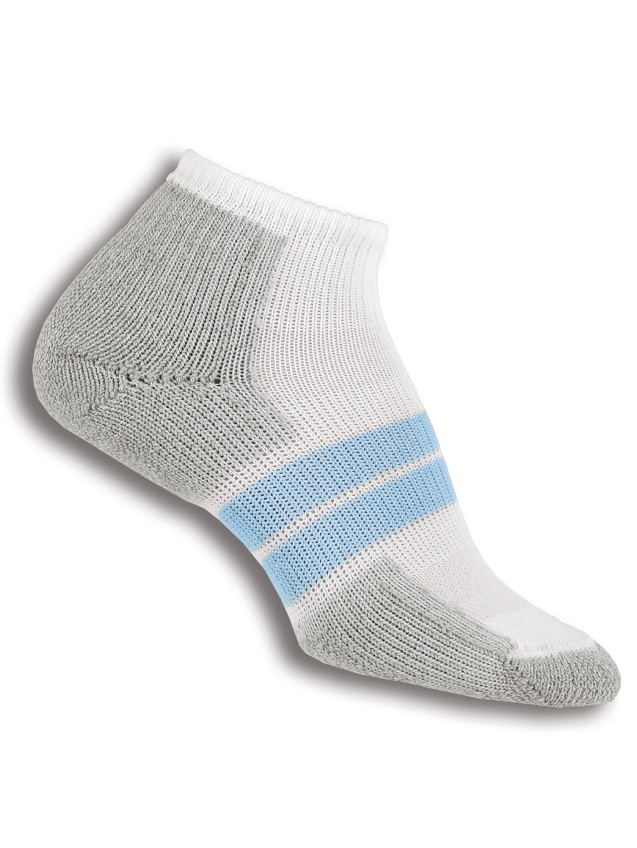 Thorlos Thorlo Women's Runner Micro Mini Crew Socks, White/Light Blue