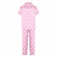 thumbnail image 4 of Jamicy Home Clothes for Women Set Valentine's Day Fashion Women Fashion Print Pajama Satin Pajama Set Short Sleeve Shirt and Pajama Pants 2-Piece Sleepwear Set, 4 of 6