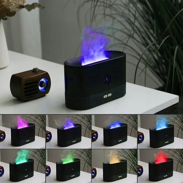 (Colorido) Lámpara LED de atmósfera con gradiente, simulación de llama, máquina de aromaterapia, difusor de escritorio para el hogar, humidificador de atomización ultrasónica
