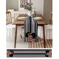 thumbnail image 3 of Black Stripes Table Runner 70 Inches, Cartoon Funny Pink Cute Bow Girl Striped Bed Runner Dresser Scarves Tabletop for Indoor Outdoor Parties/Ceremony/Banquet, 13" x 70", 3 of 8