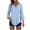 A_ Light Blue, variant on Women's Summer Boho Polka Dot 3/4 Sleeve Blouse, V-Neck Button Front Ruffle Hem Loose Lightweight Casual Shirt Orange XXL